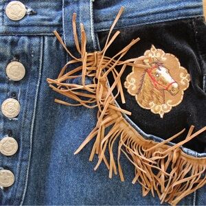 Vintage Sienna Blues Horse Lover Denim Jean Skirt Juniors 5/6 Preowned